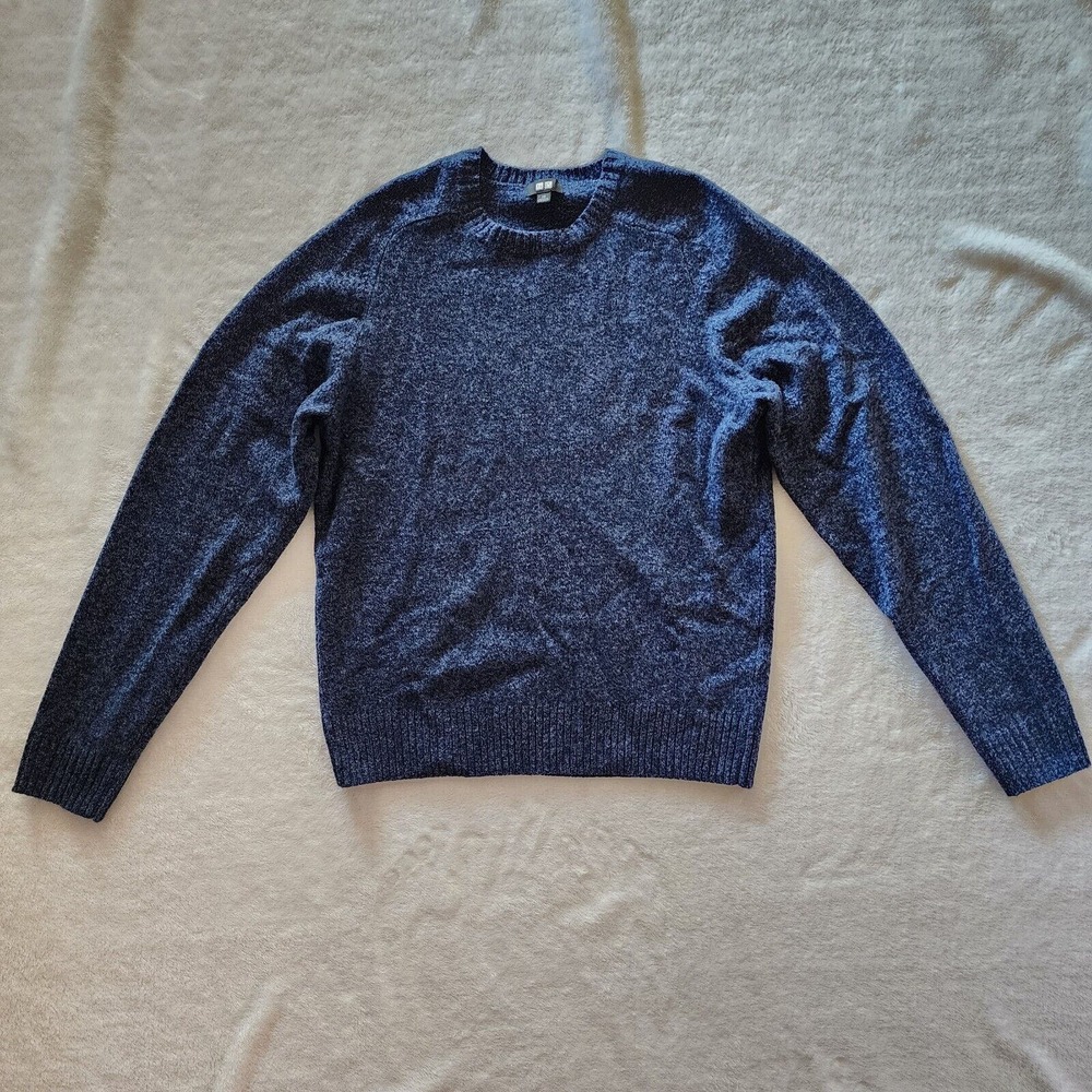 Uniqlo 100% Wool Blue Round Crewneck Sweater Size XS